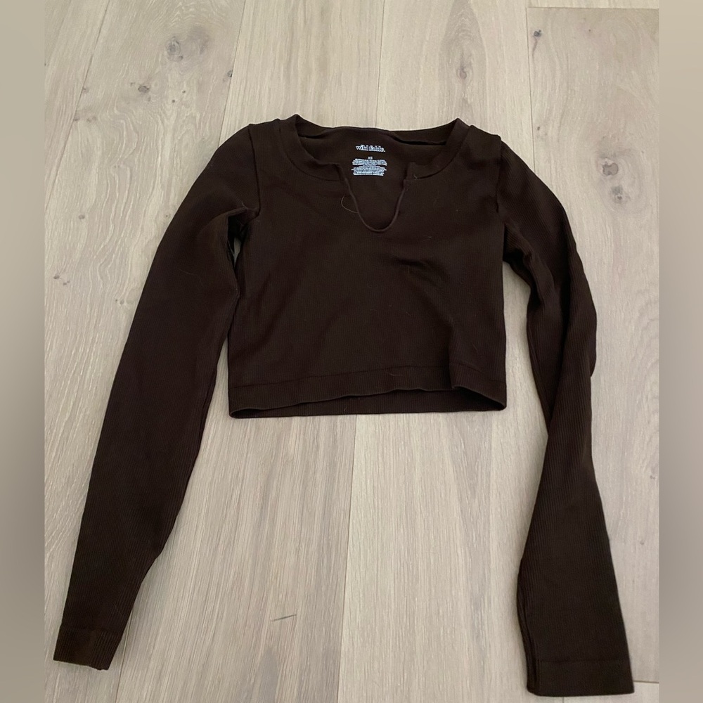 Women’s Brown Wild Fable Cropped Long Sleeve, Size XS